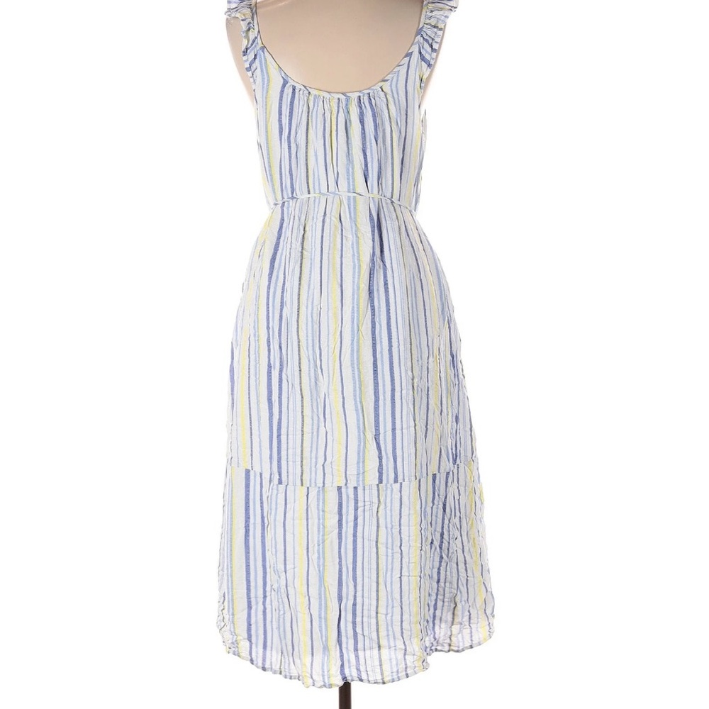 LOFT Striped Blue and Yellow Women's Dress